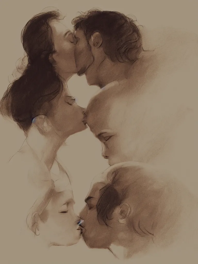 Prompt: forehead kiss by disney concept artists, vector, blunt borders, rule of thirds, godly light, soft light, golden ratio