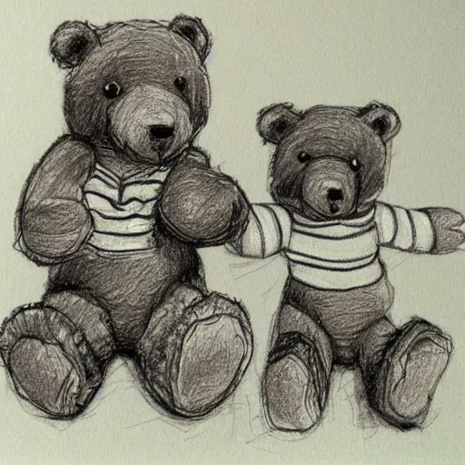 Image similar to teddy bears picnic in the style of carol lawson pencil sketch,