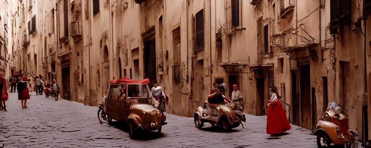 Image similar to featuring spaghetti in ancient roman streets and, sigma 8 0 mm, cinematic lighting, photography, wes anderson, kodachrome