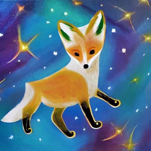 Image similar to child fox comet. painting by carle eric