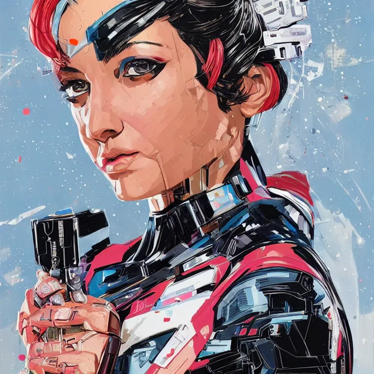 Image similar to portrait of a female android, by MARVEL comics and Sandra Chevrier, 8k