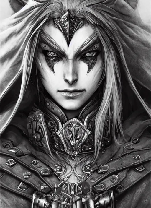 Image similar to close up portrait of sylvanas windrunner, powerful, domineering, stoic, masterful, intense, ultrafine hyperdetailed illustration by kim jung gi, irakli nadar, intricate linework, sharp focus, octopath traveler, yoji shinkawa, highly rendered, detailed, concept art