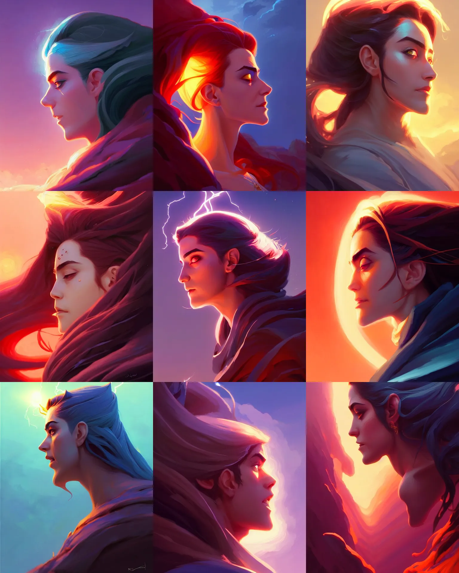 Prompt: side profile centered painted portrait, Maya Ali as a lightning sorcerer, Elden Ring, matte painting concept art, beautifully backlit, official fanart behance hd artstation by Jesper Ejsing, by RHADS and Makoto Shinkai and Lois van baarle and ilya kuvshinov and rossdraws