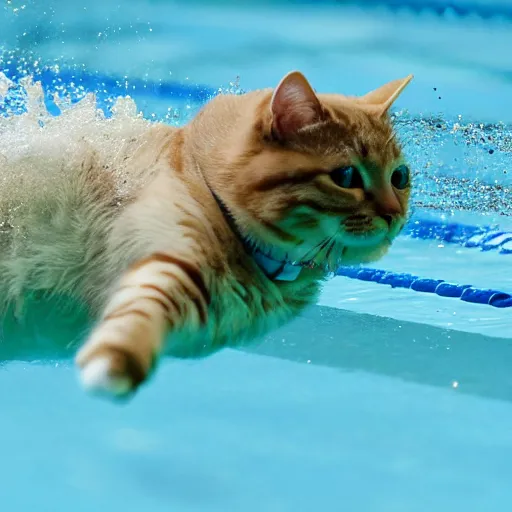 Prompt: photo of cat swimming in the 2 0 1 5 world swimming championship