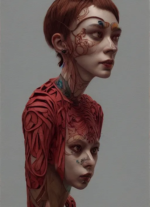 Image similar to portrait made from wood :: by Martine Johanna and Simon Stålenhag and Chie Yoshii and wlop and Guillermo del toro :: ornate, dynamic, particulate, rich colors, elegant, centered, artstation, smooth, sharp focus, octane render, 3d