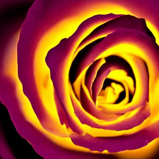 Image similar to award - winning macro of a beautiful!!! rose made of molten magma, inner glow, hyper - realistic