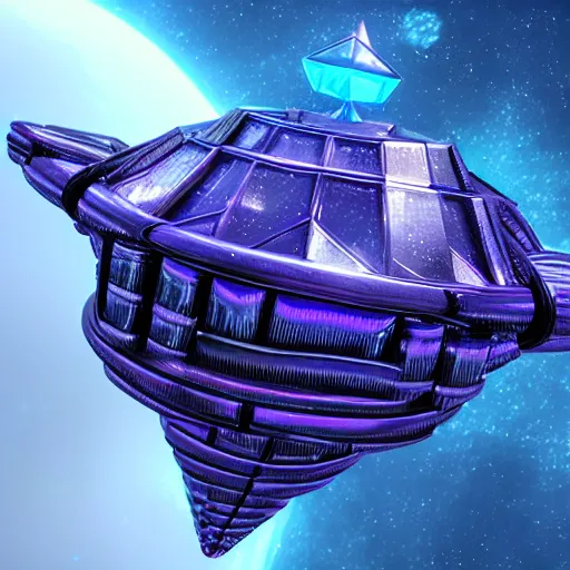 Prompt: alien space ship made out of bismuth crystals, unreal engine