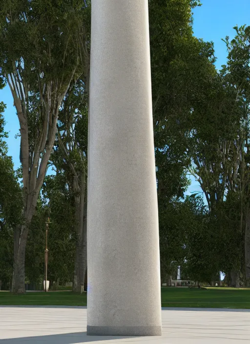 Prompt: highly detailed realistic architecture 3 d render of a futuristic stele column monument in frank lloyd wright style standing in city park, archdaily, made in unreal engine 4 octane render