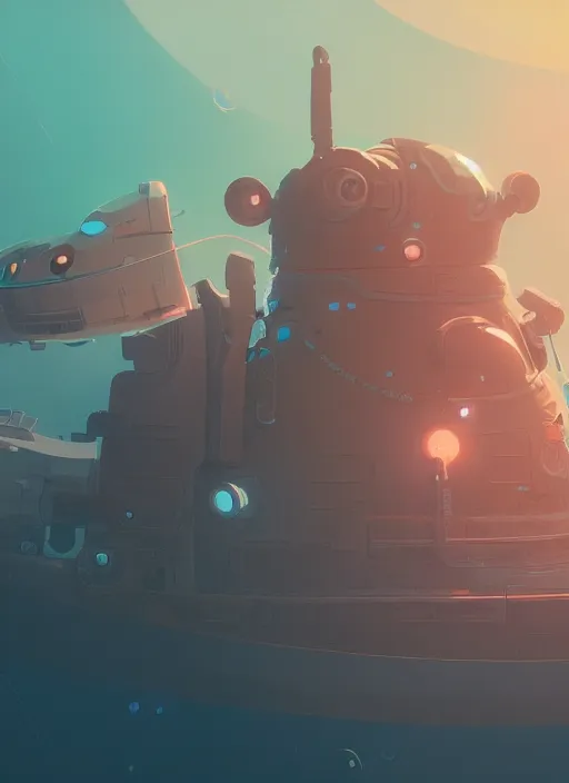 Prompt: deep sea, detailed, futuristic, cory loftis, james gilleard, atey ghailan, makoto shinkai, goro fujita, studio ghibli, rim light, exquisite lighting, clear focus, very coherent, plain background