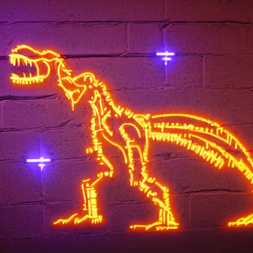 Image similar to a cyberpunk glowing t - rex