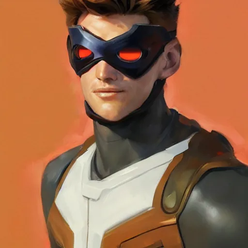 Image similar to greg manchess portrait painting of scott summers aka cyclops as overwatch character, medium shot, asymmetrical, profile picture, organic painting, sunny day, matte painting, bold shapes, hard edges, street art, trending on artstation, by huang guangjian and gil elvgren and sachin teng