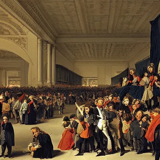 Image similar to the crowds at the black friday sales at walmart, intricate, highly detailed, sharp focus, art by jacque louis david