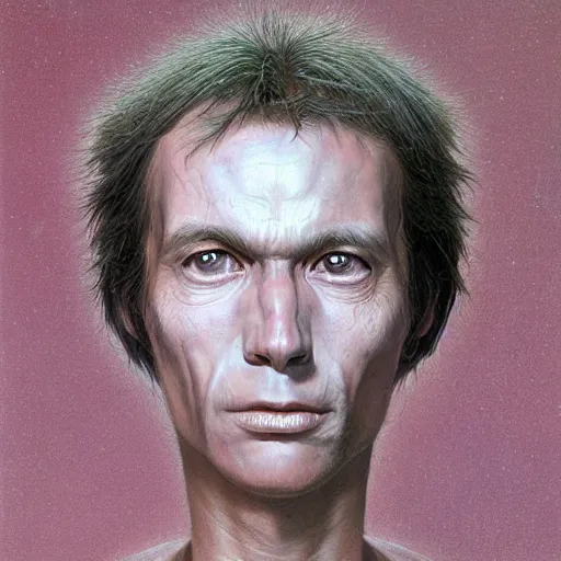 Image similar to a head - on portrait of alien a 2 0 - something engineering student, brown messy hair, by wayne barlowe