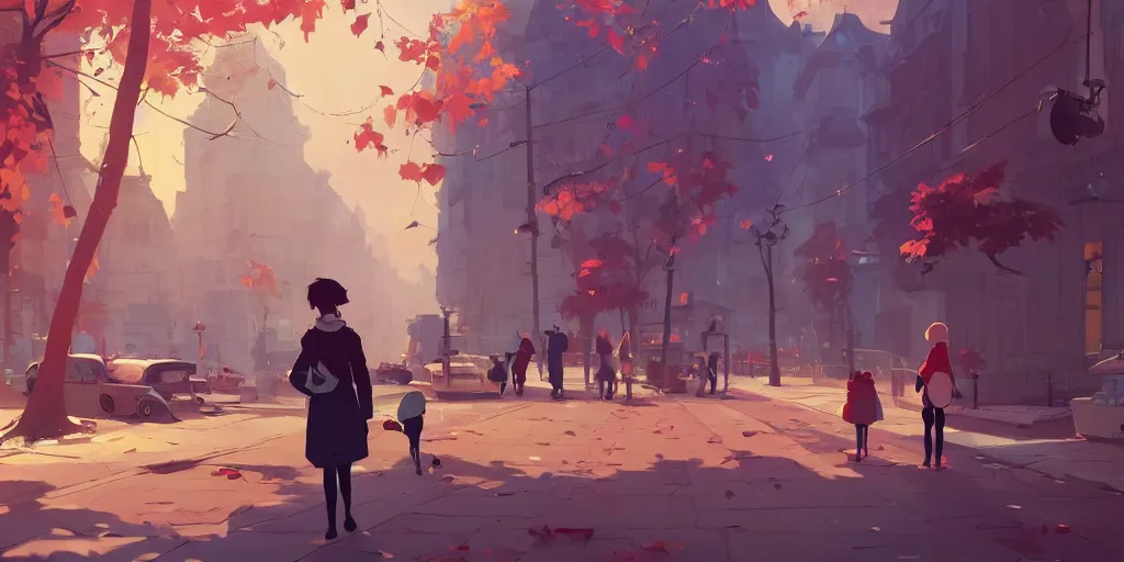 Prompt: paris autumn. by cory loftis & akihiko yoshida & james gilleard & atey ghailan & makoto shinkai & goro fujita & studio ghibli, rim light, exquisite lighting, clear focus, very coherent, plain background, soft painting, photorealistic, unreal engine 5, 8 k