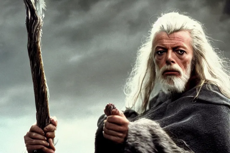 Prompt: david bowie playing gandalf in lord of the rings