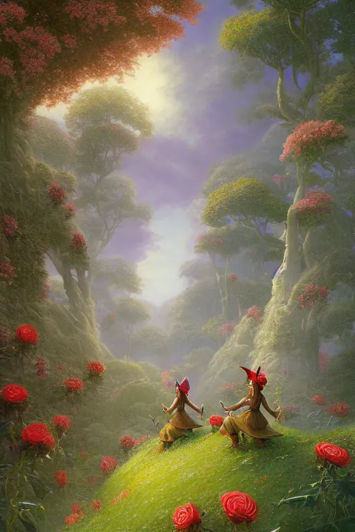 Image similar to a beautiful digital illustration painting elves among the flowers by benoit b. mandelbrot, steven belledin, martin johnson heade, lee madgwick, caspar david friedrich, and david rios ferreira. 8 k resolution trending on artstation concept art digital illustration