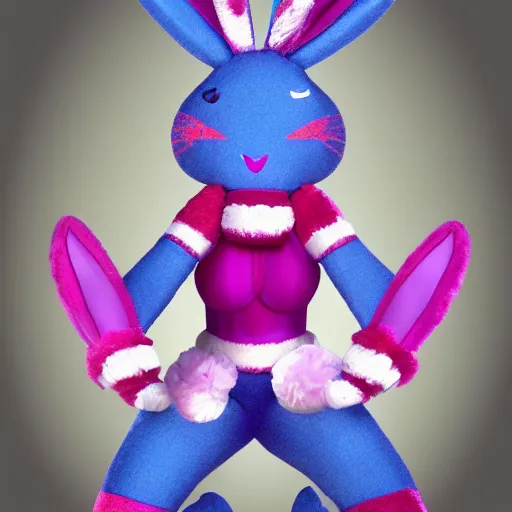 Prompt: A humanoid rabbit cheerleader holding pompoms, character design, highly detailed