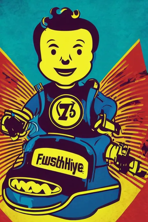 Image similar to fallout 7 6 retro futurist illustration art by butcher billy, sticker, colorful, illustration, highly detailed, simple, smooth and clean vector curves, no jagged lines, vector art, smooth andy warhol style