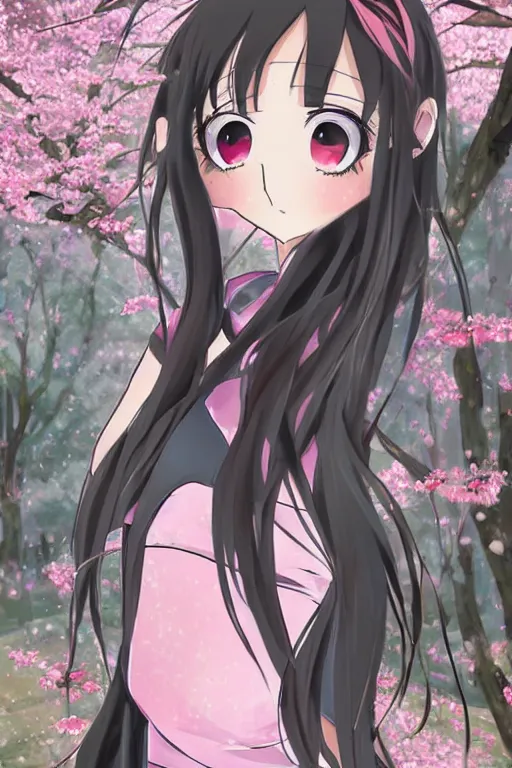 Prompt: anime girl, anime style drawing, cherry blossom in the background