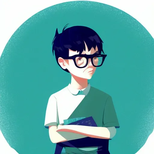 Prompt: a medium - age man with glasses who writtes a very good newsletter, clean cel shaded vector art. shutterstock. behance hd by lois van baarle, artgerm, helen huang, by makoto shinkai and ilya kuvshinov, rossdraws, illustration