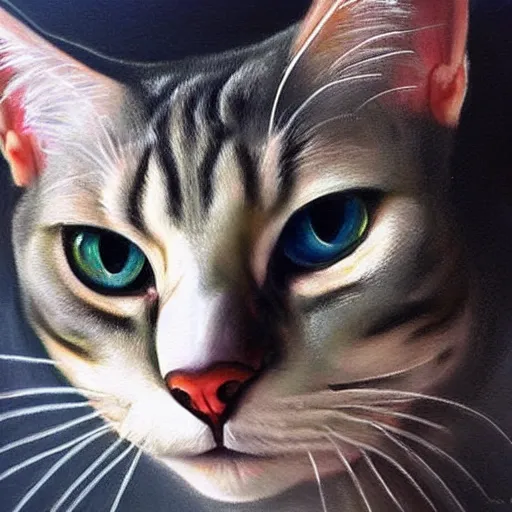 Prompt: phantom cat, oil on canvas, high detail, hyperrealism, photo realistic, masterpiece