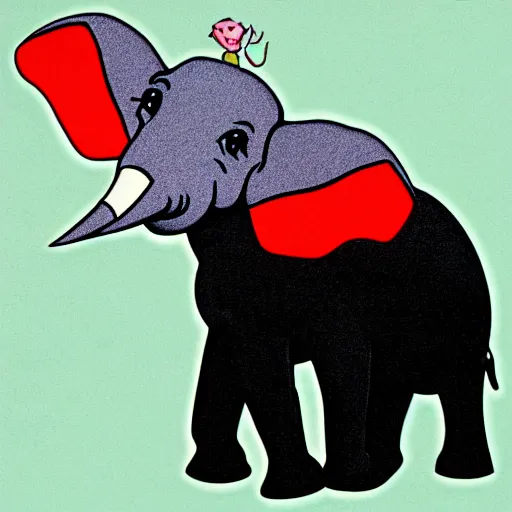 Image similar to dumbo elephants on parade hd negative colors black background