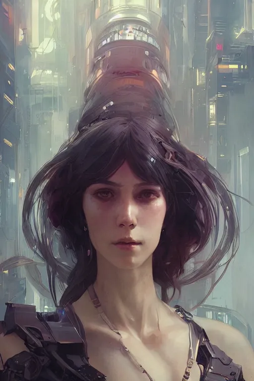 Prompt: ultra realistic cyberpunk girl, elegant, highly detailed, digital painting, concept art, smooth, sharp focus, illustration, art by greg rutkowski and alphonse mucha