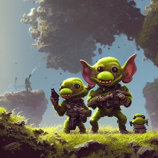 Image similar to goblin recon squad cute, illustration, digital art, inspired by little big planet, by greg rutkowski, sharp, masterpiece, highly detailed, photorealistic, octane render, 8 k, unreal engine 5, trending on artstation, vivid colors