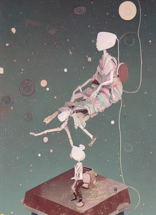 Prompt: a surreal contemporary ceramic sculpture of on a plinth, by victo ngai, by hikari shimoda, by tracie grimwood, in the style of nier automata and astroneer, plain background