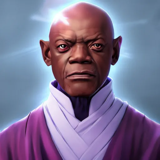 Image similar to portrait of mace windu, anime fantasy illustration by tomoyuki yamasaki, kyoto studio, madhouse, ufotable, trending on artstation