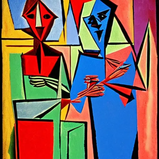Prompt: marriage for all by pablo picasso