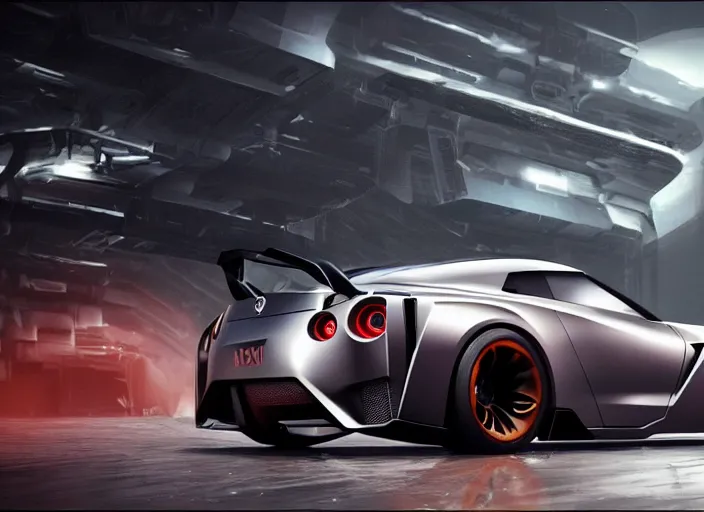 Image similar to nissan gtr concept art, artstation, futuristic, 4 k, unreal engine, intricate, matte painting, dynamic lighting