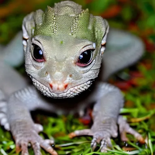 Prompt: photo of a lizard puppy