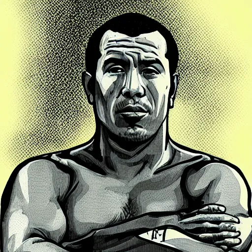 Image similar to royler gracie, digital art, utamaro kitagawa style