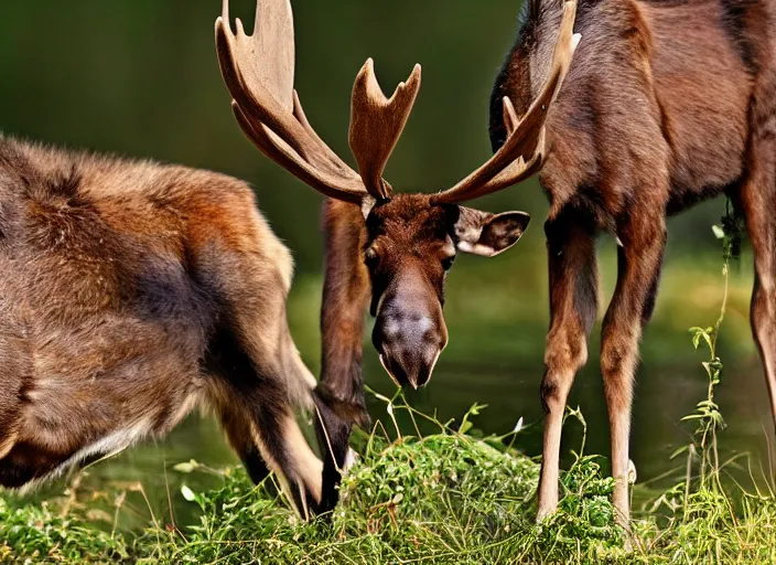 Image similar to an animal that's a cross between a moose and a crab