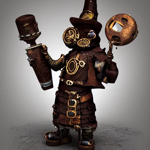 Prompt: steampunk cat shaman octane render style of arcane