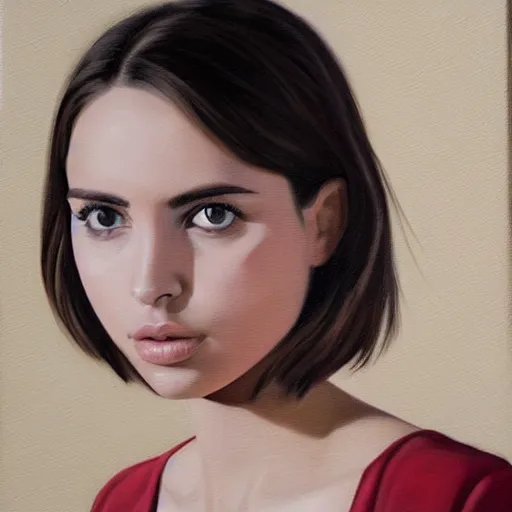 Image similar to a gallery painting portrait by Phil noto. The painting is of Ana Celia de Armas Caso