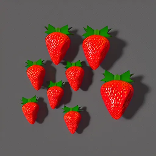 Image similar to a geometric low poly strawberry, by mark li