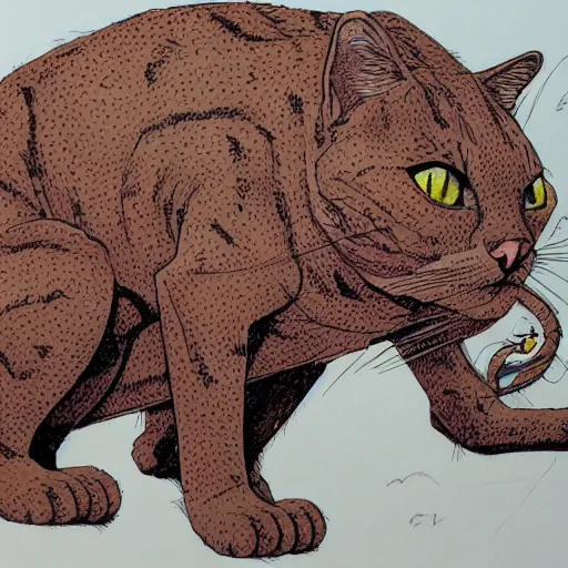 Prompt: a cat by geof darrow, detailed, realistic shading