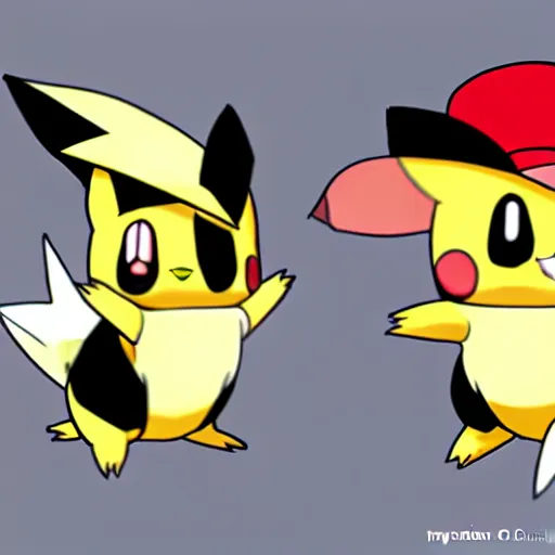 Prompt: Pichu from Pokemon wearing a straw hat by Ken Sugimori, anime, artstation