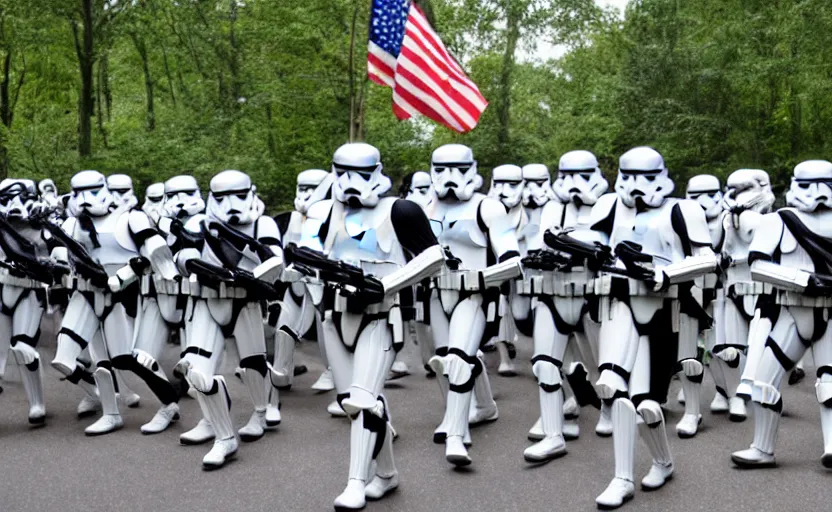 Prompt: liberty leading the people, jedi, ewoks, stormtroopers