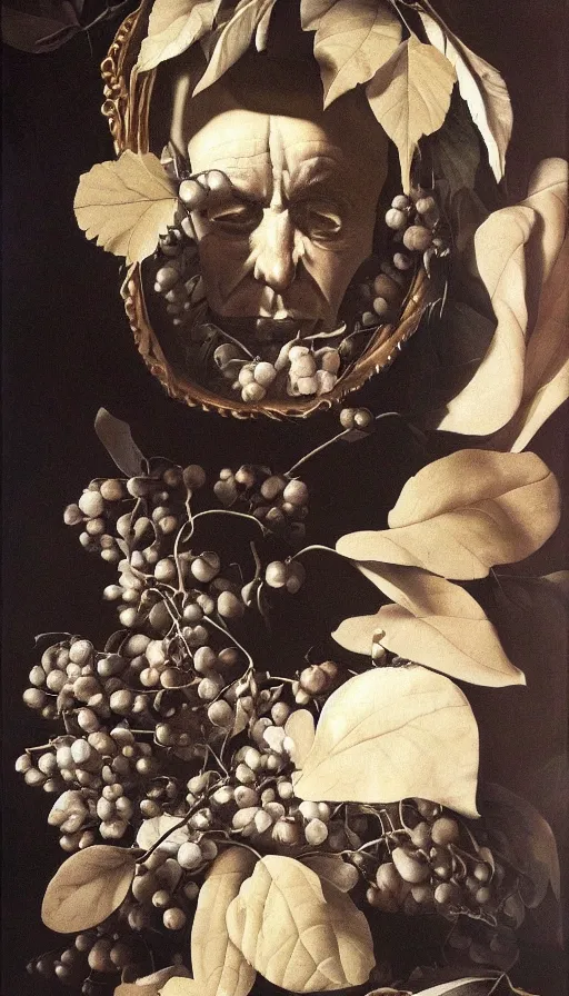 Prompt: hyperrealistic still life painting of Donald Trump, by Caravaggio, botanical print