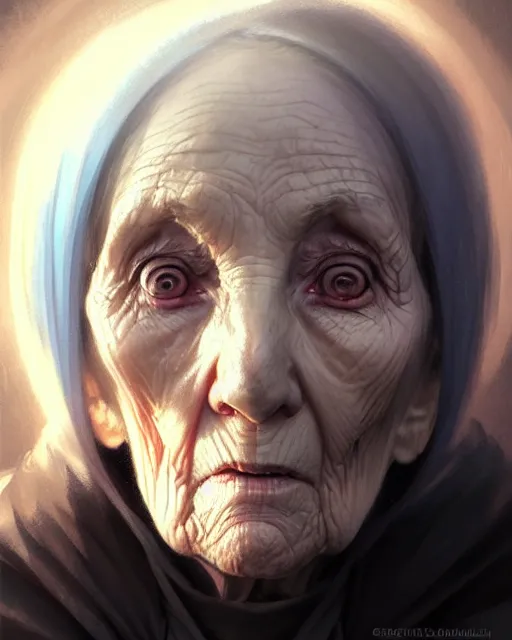 Image similar to a female necromancer old woman | | elderly - face, wrinkled face, realistic shaded perfect face, fine details. anime. realistic shaded lighting poster by greg rutkowski, magali villeneuve, artgerm, jeremy lipkin and michael garmash and rob rey