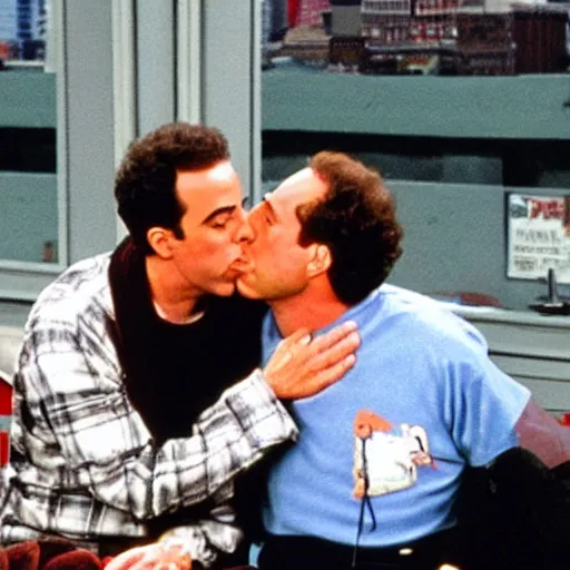 Image similar to jerry seinfeld kissing kramer