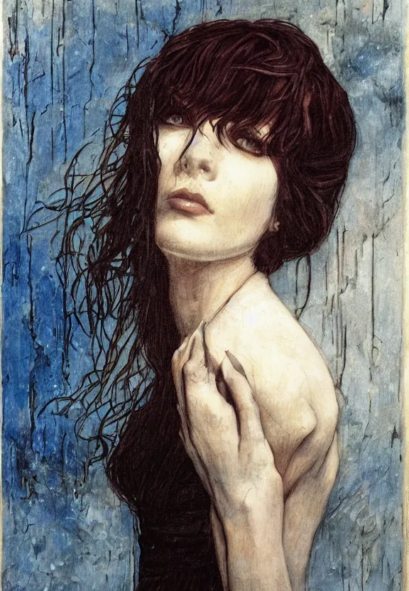 Image similar to portrait still, wind kissed picture, ashes, lament, by waterhouse, by blade runner,