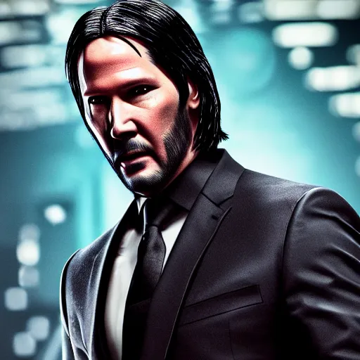 Image similar to John wick as a muscled Ninja, photorealistic, octane render,