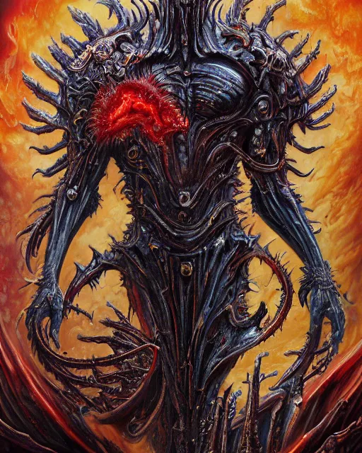 Prompt: charred bloody fleshmetal cyborg daemonhost psychedelic flamer of tzeentch, by antonio j. manzanedo, giger, alex grey, android jones, wayne barlowe, philippe druillet, raymond swanland, cyril rolando, josephine wall, harumi hironaka, cronenburg, trending on artstation