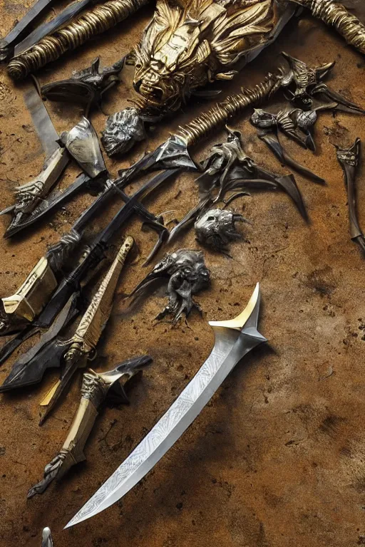 Prompt: photo taken of an epic intricate, ultra detailed, super realistic gritty, longsword weapon hero props, created by weta workshop, zoomed in shots, photorealistic, sharp focus, white wall coloured workshop, cold colour temperture, f 0. 4, face centred, golden ratio, golden hour