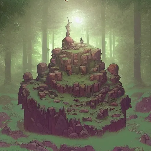 Image similar to 4k a large stone or crystal hovering and rotating above a forest stand from Terraria Game , Surrounded deep forest from terraria game by Craig Mullins, ilya kuvshinov, krenz cushart, epic , artgerm trending on artstation by Edward Hopper and Dan Mumford and WLOP and Rutkovsky, beksinski carl spitzweg moebius and tuomas kocar, intricate artwork by caravaggio, Unreal Engine 5, Lumen, Nanite