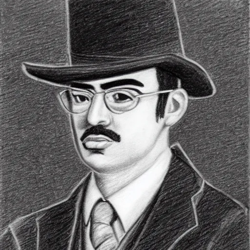 Prompt: pencil sketch of fernando pessoa